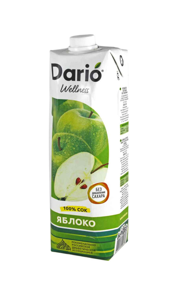 Дарио Велнес 0,95л*6 сок Яблочный восстанов.осветл.