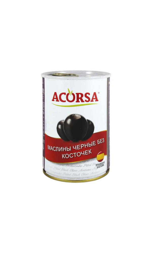 Оливки черные без косточки Акорса 425гр*12(Маслины)