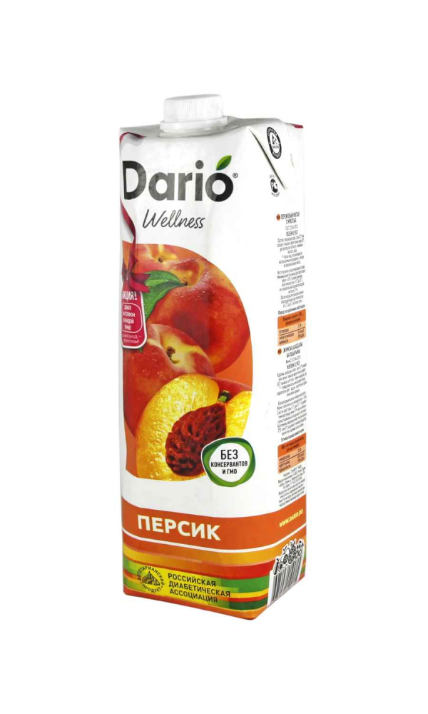 Дарио Велнес 0,95л*6 нектар Персиковый с мякотью