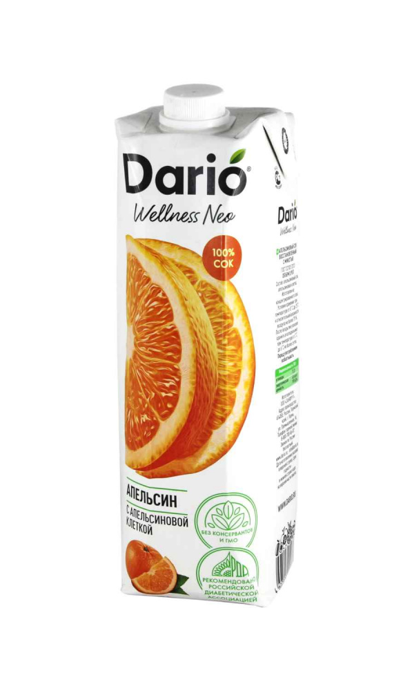 Дарио Велнес 0,95л*6  сок Апельсиновый восстанов. с мякотью